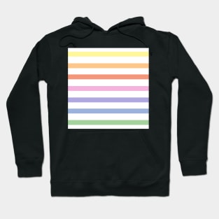 White and pastel rainbow stripes - horizontal Hoodie